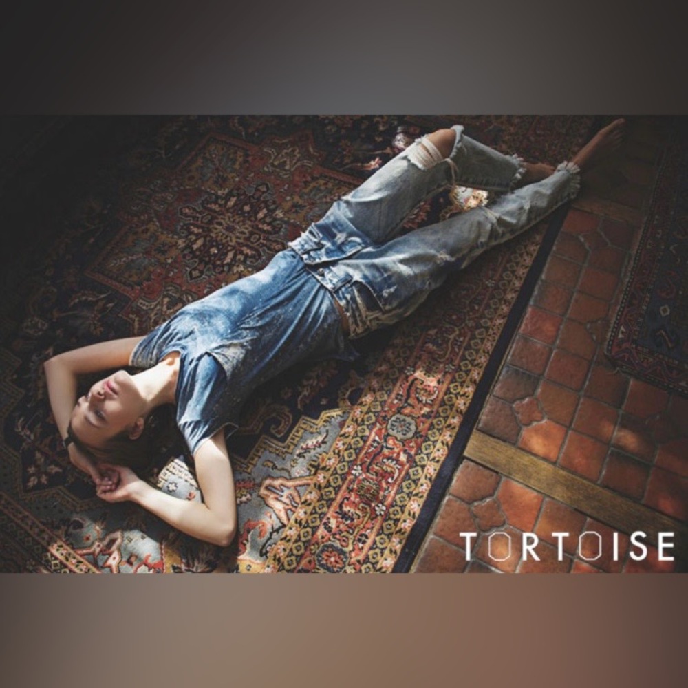 Tortoise Denim Distressed Patchwork Light Wash Je… - image 4